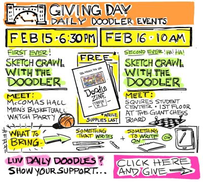 Digital sketch of events on the 15th and 16th for Giving Day 2023