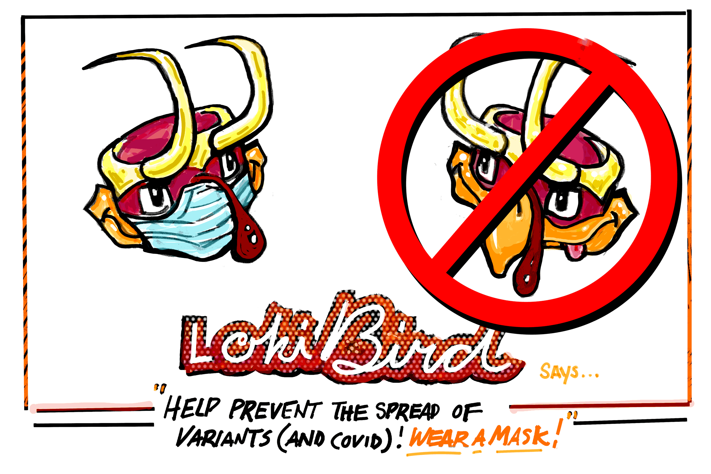 Animated gif of the HokieBird dressed up as Loki