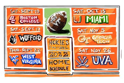 Digital sketch of the 2022 home football schedule