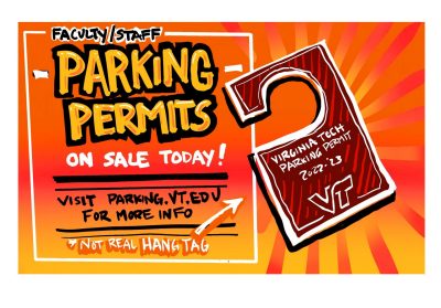 Digital sketch of parking permits being on sale today! 