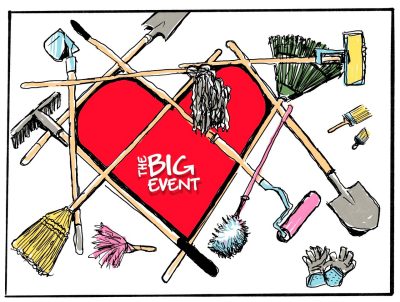 Digital sketch of tools used for the big event this saturday, april 1