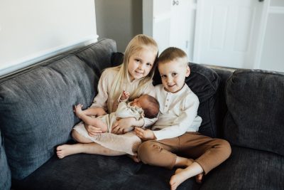 Amelia and Brendan Rose and their baby sister, Audrey