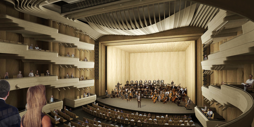 Center for the Arts at Virginia Tech rendering: Theatre, with Orchestra Shell