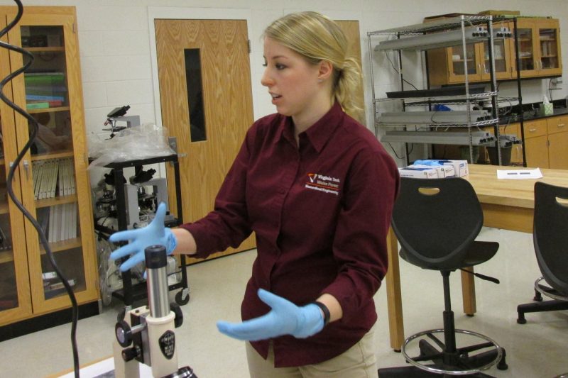Doctoral student Brittany Balhouse explains cancer cells