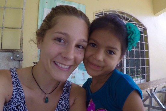 Rhiannon Hasenauer with a student in Honduras