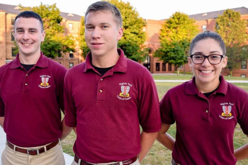 From left are Cadets Sean Moughan, James Stutz, and Natalie Rosas.