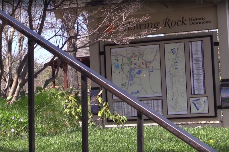 map of downtown Blowing Rock, surrounded by natural scenery