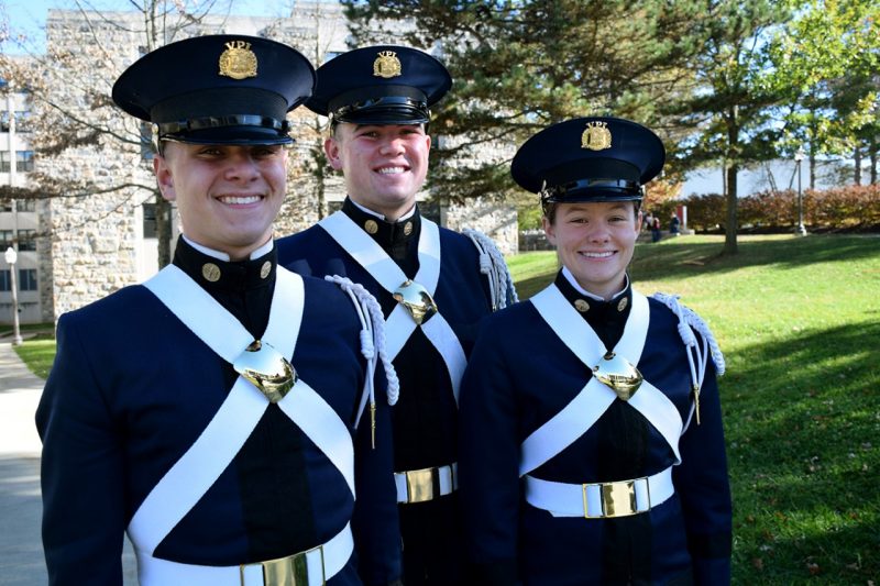 From left are Cadets Daniel Slobaszewski, Karl Canby, and Julie Demyanovich.