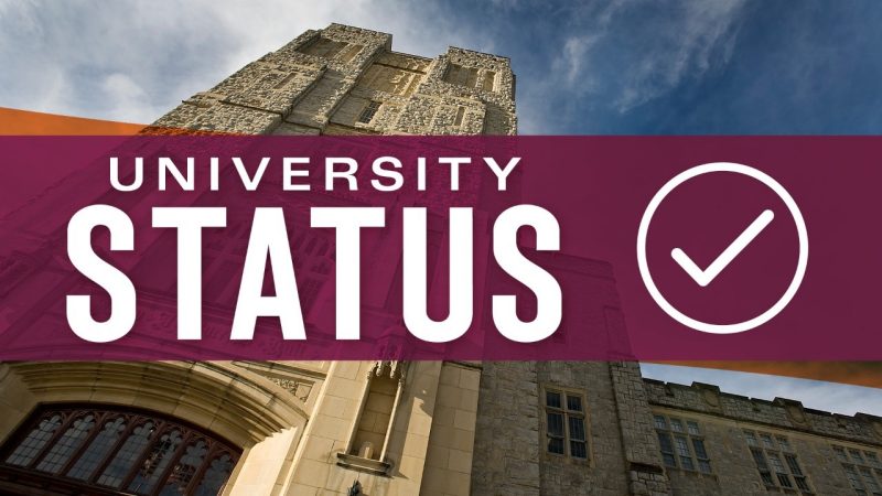 New university status webpage graphic.