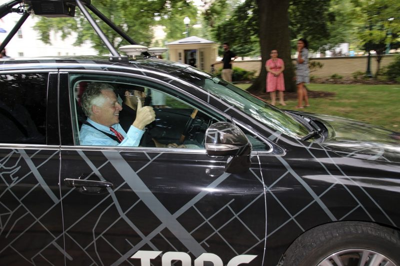 Governor rides in self-driving car