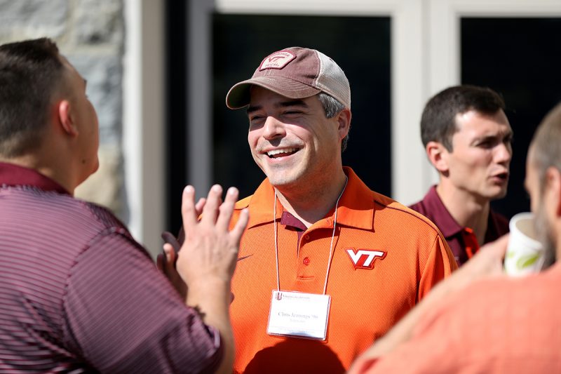 Chris Jennings talks to others at the Virginia Tech Alumni Association's Chapter Officer's Forum