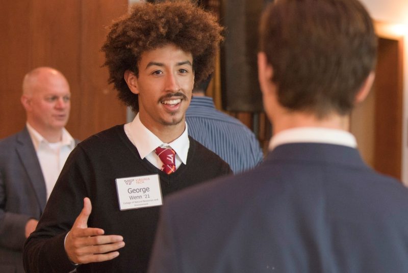 Virginia Tech freshman George Wenn at a gathering of Beyond Boundaries Scholars and donors