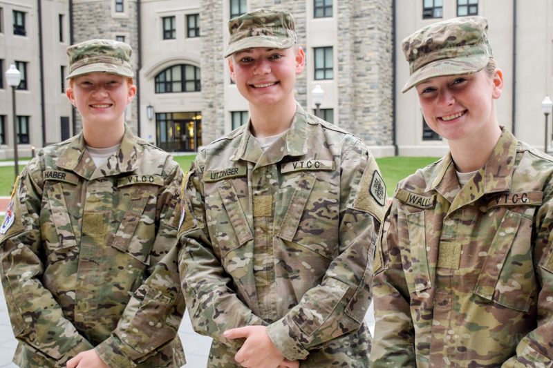 From left are Cadets Alyssa Haber, Joseph Litzinger, and Catherine Walls