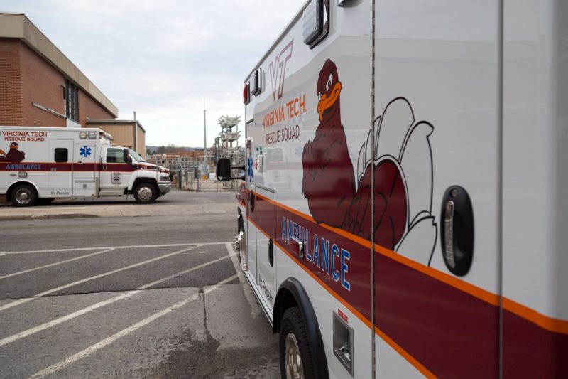 The new ambulance (right) will replace one of the older ones of the four-vehicle fleet. 