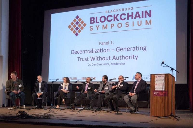 Blockchain panelists on stage