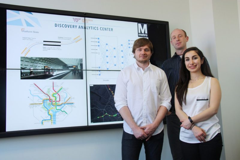 Brian Mayer and two students,  Farnaz Khaghani and Bryse Flowers. 