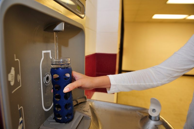 Water bottle refill station