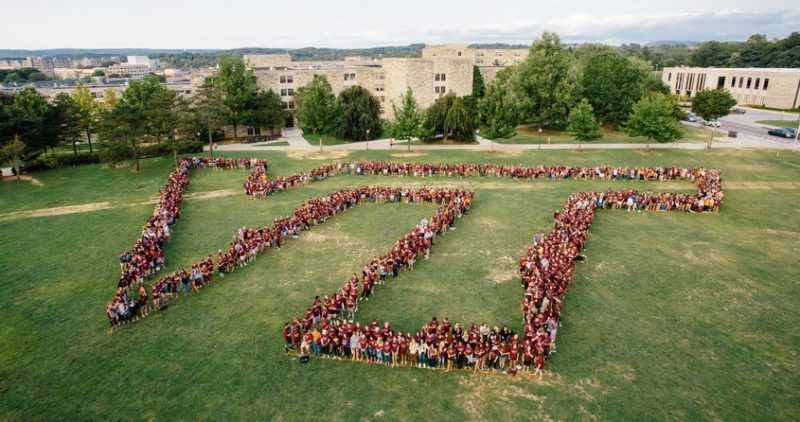 VT logo with students