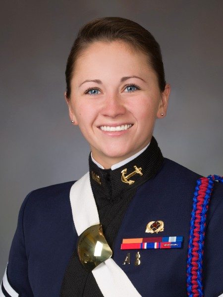 Navy Ensign Sarah Mitchell was a member of the Corps of Cadets class of 2017. This picture was taken her senior year in the corps.