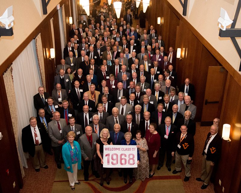 A group photo of Class of 1968 alumni
