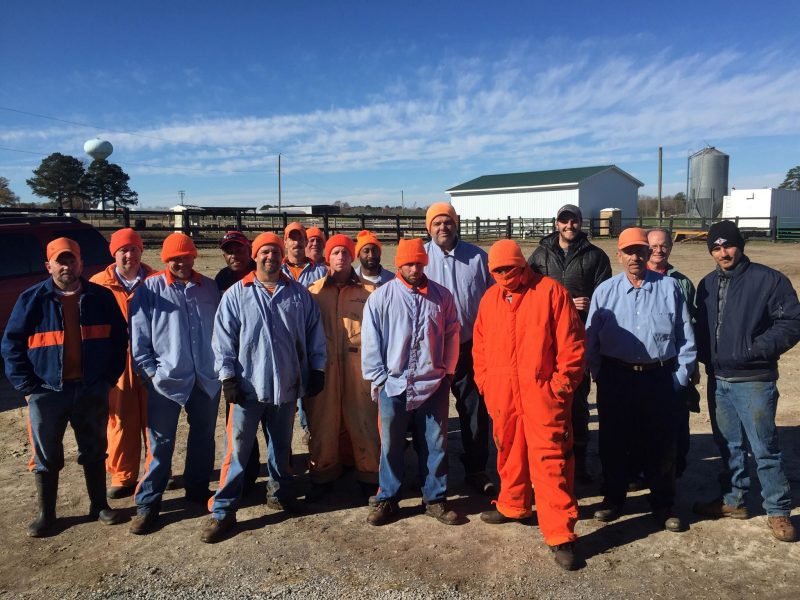 Graduate student Nicholas Wege Dias delivered a workforce-development course to prisoners and prison farm managers (shown) in Southampton County at the Deerfield Correctional Center