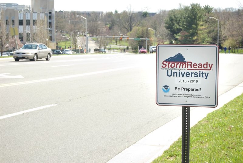 Storm ready sign at the entrance of Virginia Tech's Blacksburg campus