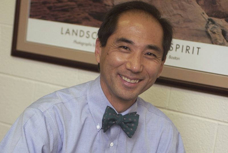 Kent Nakamoto posed for a portrait in his office