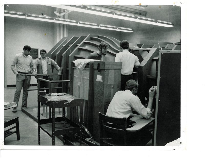 The open jet wind tunnel in 1969, inside the basement of Randolph Hall 