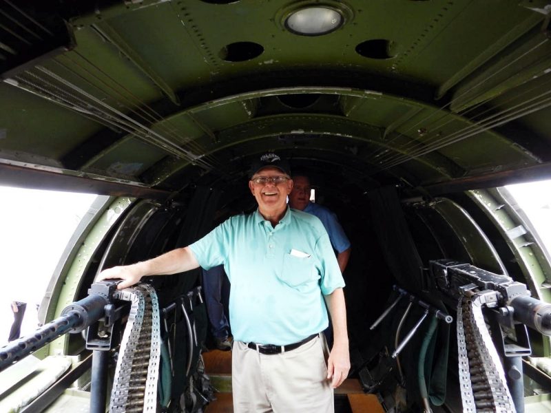 Dr. William “Bill” Mason, in 2014, inside a WWII era B-17 bomber. 