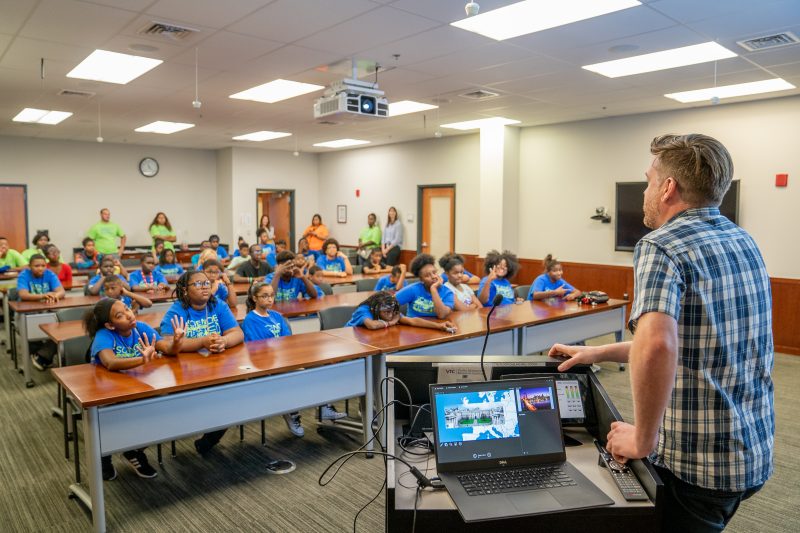 James Smyth gives presentation to Roanoke youth enrolled in Goodwill Industries' summer science camp program