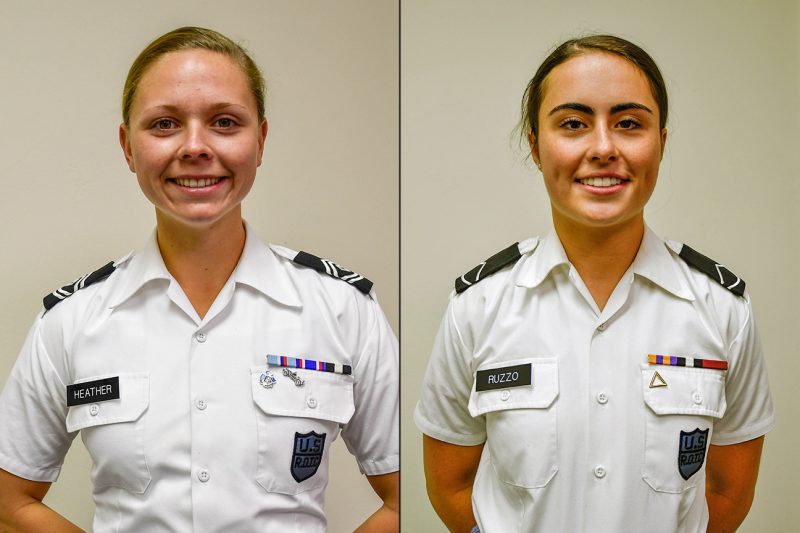 Cadets Kayleigh Heather, at left, and Lyla Ruzzo