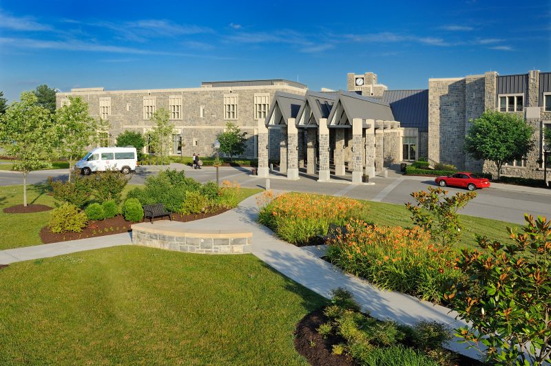 The front entrance of The Inn at Virginia Tech and Skelton Conference Center
