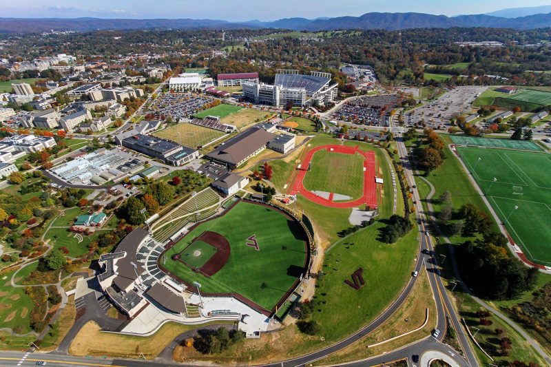 Aerial view of athletic facilities