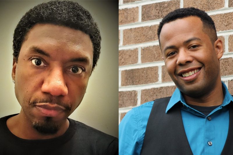 A combination of two photos of the faces of Kendall Payne And Keith McCoy from Adaire Theatre.