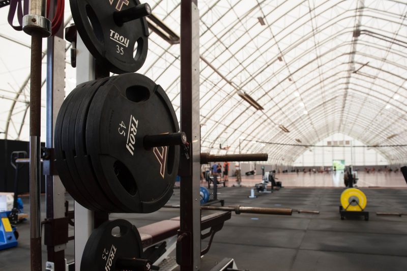 fitness equipment in a field house