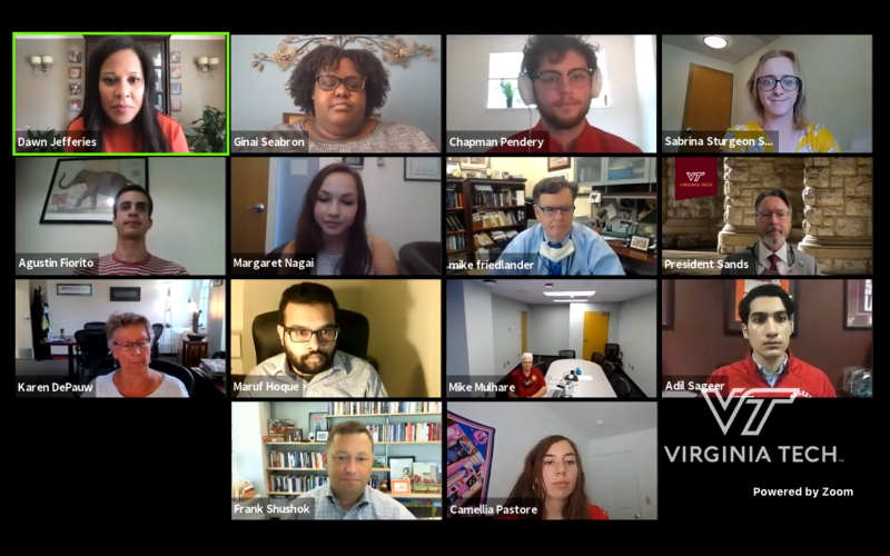 Screenshot of students and administrators during an online meeting