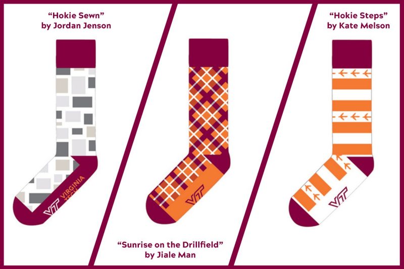 Images of three potential sock designs