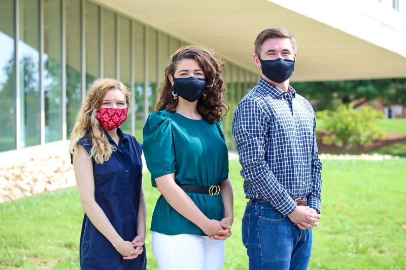 Erica Sullivan, Abby Morrison, and Billy Clarke of L.U.V. (Low Ultraviolet), one of 10 teams participating in the fall 2020 cohort of the Startup Hokies Accelerator. L.U.V. is a safe, fashionable, and sustainable UPF 50+ lifestyle brand.