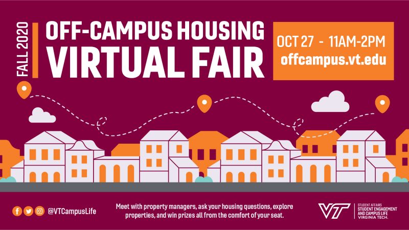 Graphic promo for Fall Off-Campus Housing Fair 2020