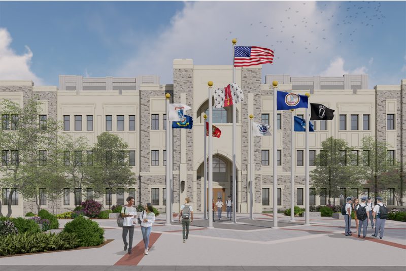Rendering of building for Corps Leadership and Military Science Building
