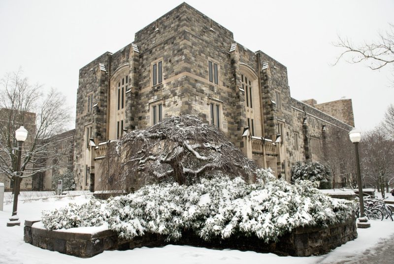 Newman Library in snow