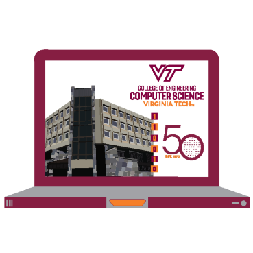 The department's 50th anniversary commemorative decal designed by senior computer science student Alyssa Farrell.