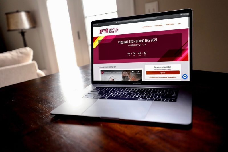 Image of laptop showing Virginia Tech's Giving Day website.