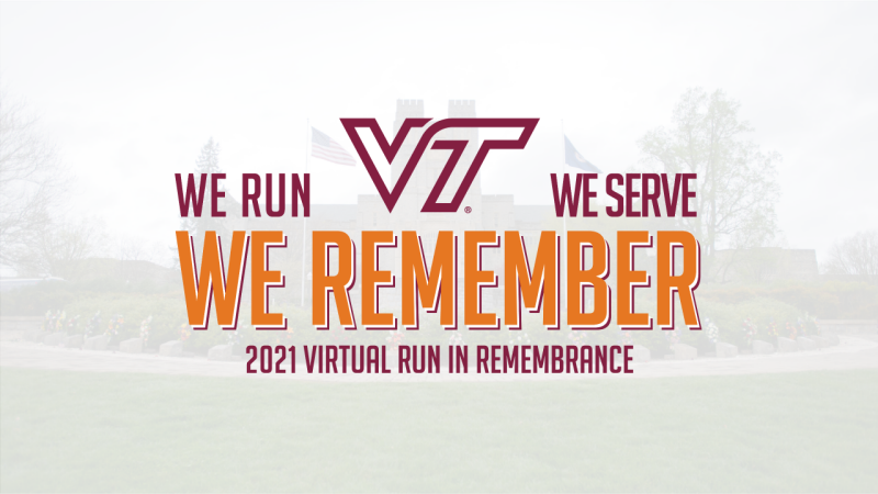 Graphic which says "We run, we serve, we remember" for 2021 