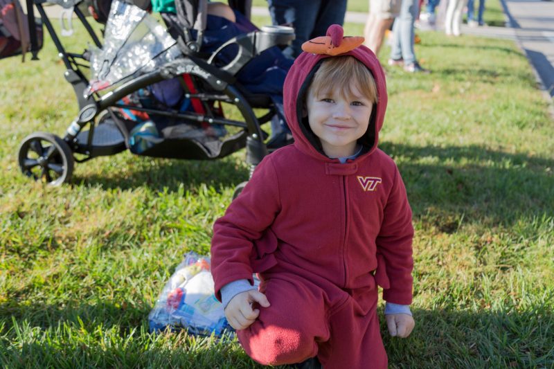 child with hokie outfit on