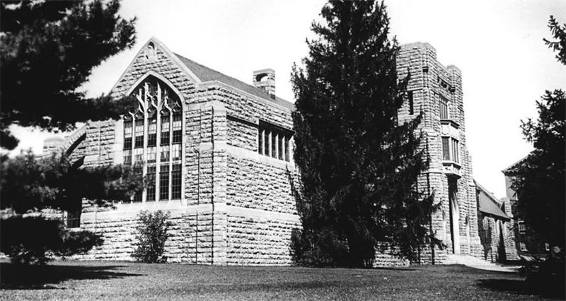 The original McBryde Hall in an undated black and white photo.