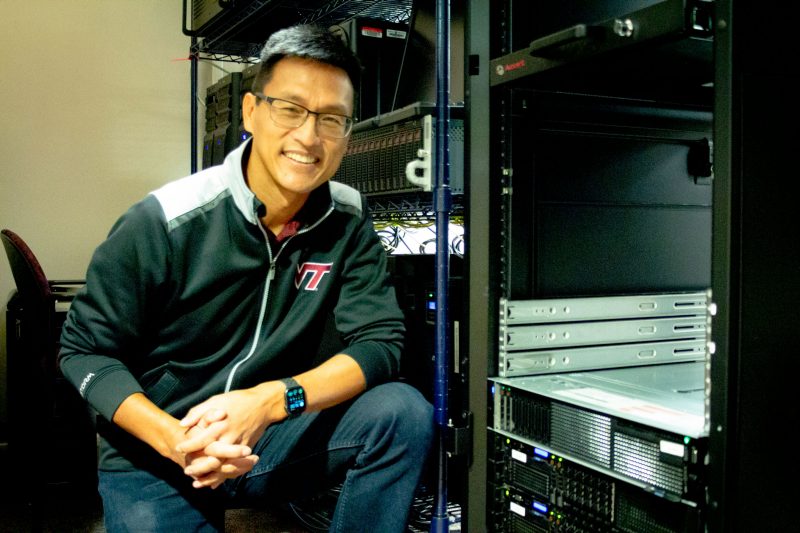 Wu Feng in his SYNERGY Lab with Proteus servers. 