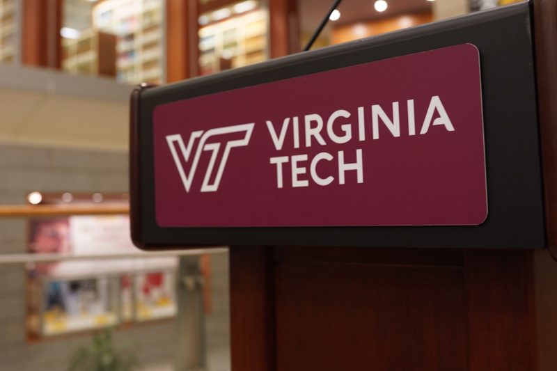 Podium with Virginia Tech logo