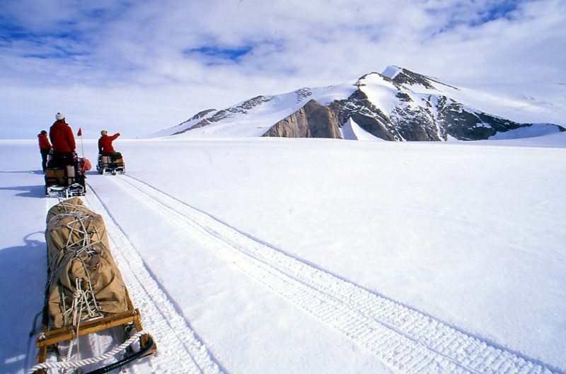 Kugelman traveled around Antarctica using Ski-Doos. 