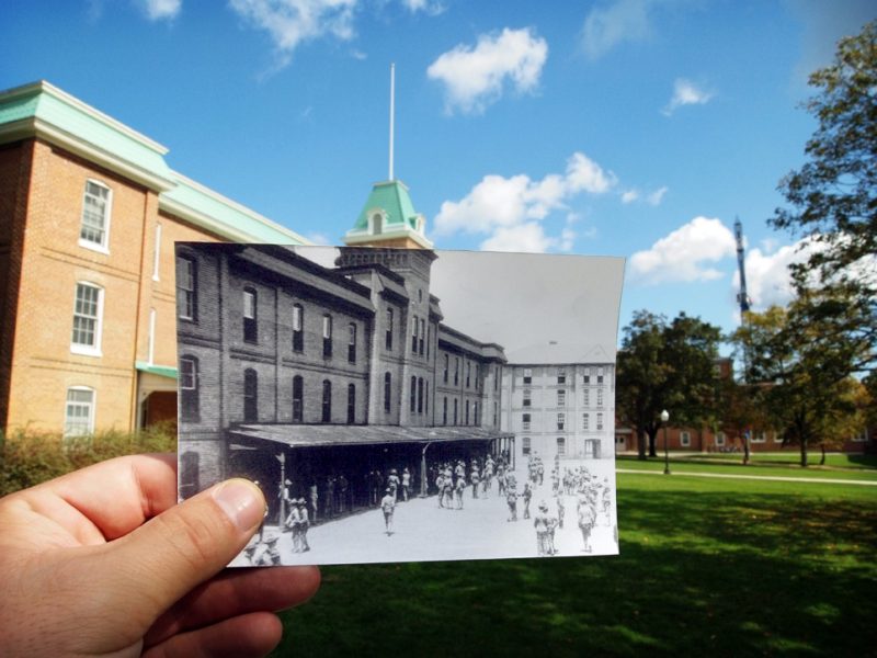 Lane Hall -- historic and current photos